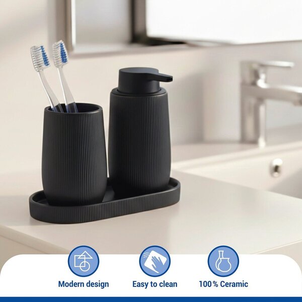 Organizer da bagno nero in ceramica Fablo – Wenko