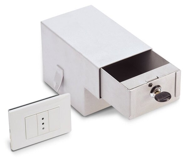 Cassaforte Invisibile a Muro Finta Presa di Corrente Elettrica a Chiave con Cassetto e Vano Technomax Sm/2