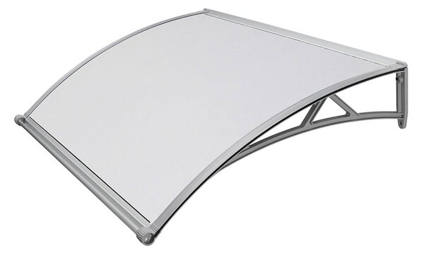 Pensilina Tettoia in Policarbonato Compatto Satinato Opalino con Sgocciolatoio 140x90 cm
