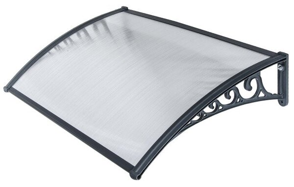 Pensilina Tettoia Modulabile Alveolare in Policarbonato Grigio/Trasparente 120X80cm Bertozzi Naxos