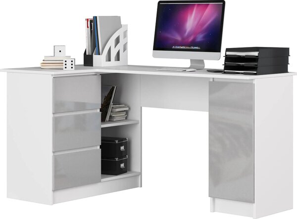 Scrivania Angolare B20 Bianco Opaco Metallizzato Alta Lucentezza Elegante e Funzionale