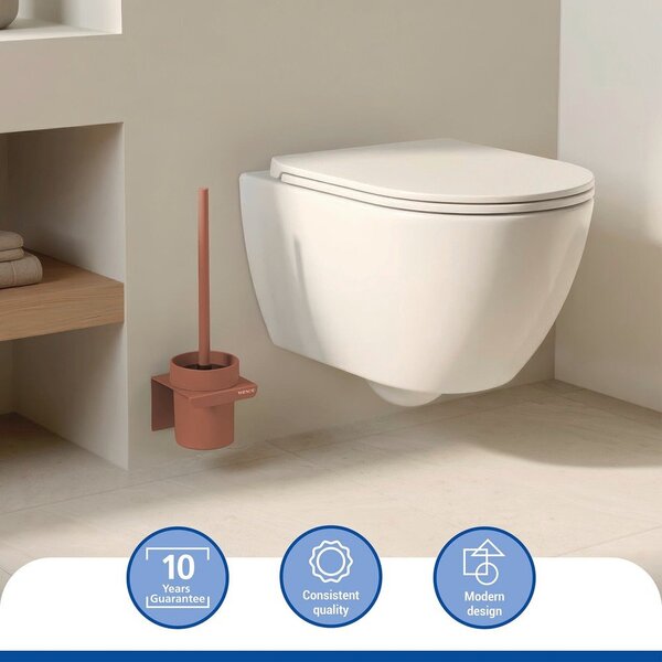 Scopino WC senza foratura marrone in plastica con aggancio Turbo-loc Lizan – Wenko