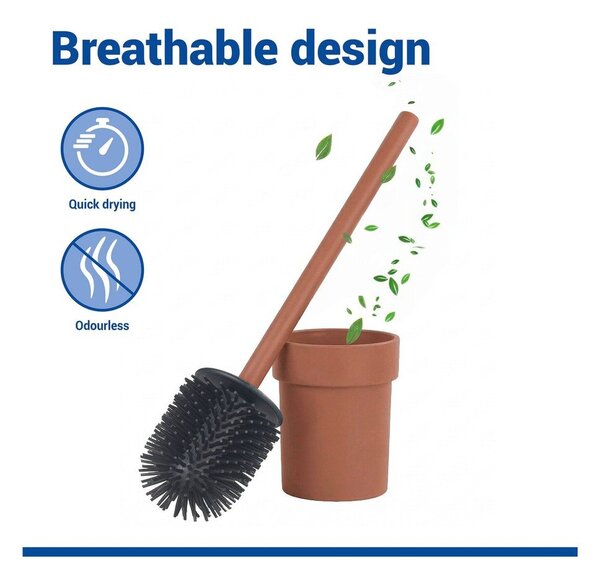 Scopino WC senza foratura marrone in plastica con aggancio Turbo-loc Lizan – Wenko