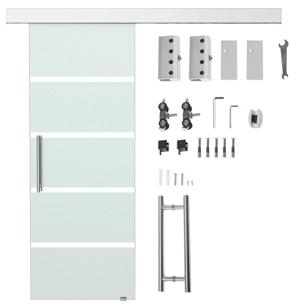 Porta Scorrevole Vetrata 77,5x205 cm Satinata a Strisce