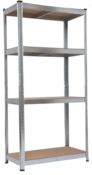 Scaffale 4 Ripiani in Acciaio Galvanizzato e MDF Fadi Silver