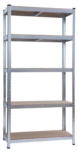 Scaffale 5 Ripiani in Acciaio Galvanizzato e MDF Fadi Silver