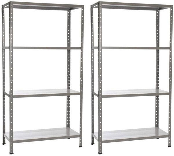 Set 2 Scaffali in Metallo 4 Ripiani 90x40x170 cm Grigio