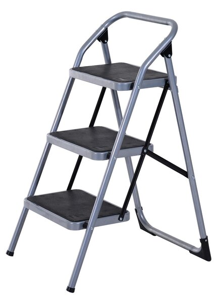 Scaletta Sgabello 3 Gradini in Ferro Pieghevole 92x48x62 cm