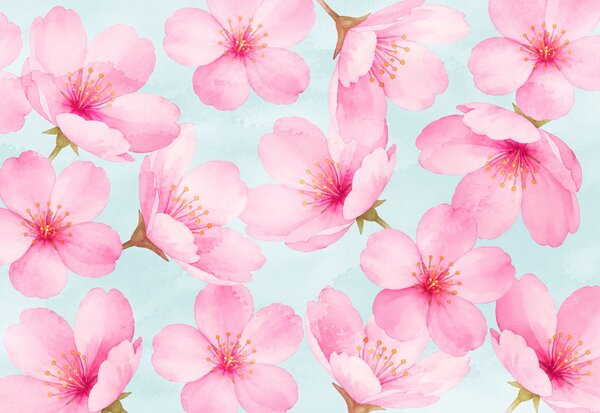 Carta da parati Motivo con fiori rosa, Carta da parati Alberi, Carta da parati popolare - Tapeko.it