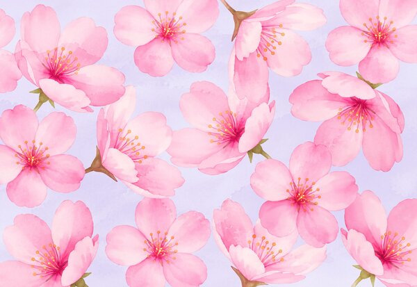 Carta da parati Motivo con fiori rosa, Carta da parati Alberi, Carta da parati popolare - Tapeko.it