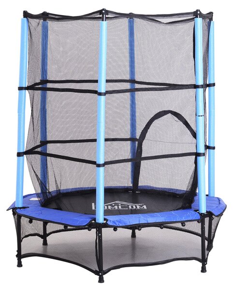 Trampolino Tappeto Elastico per Bambini Ø140x162 cm con Rete di Sicurezza Nero e Blu