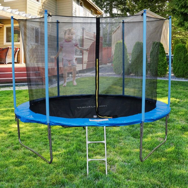 Trampolino Elastico Ø366 cm con Rete di Sicurezza e Pali Imbottiti J-More