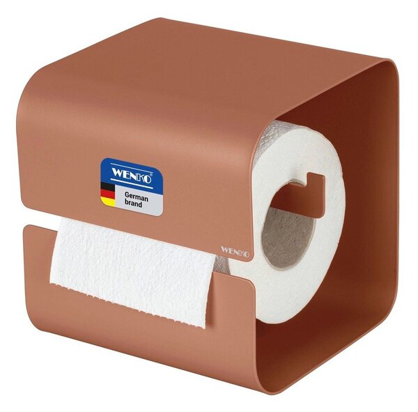 Porta carta igienica senza foratura marrone in acciaio con aggancio Turbo-loc Lizan – Wenko
