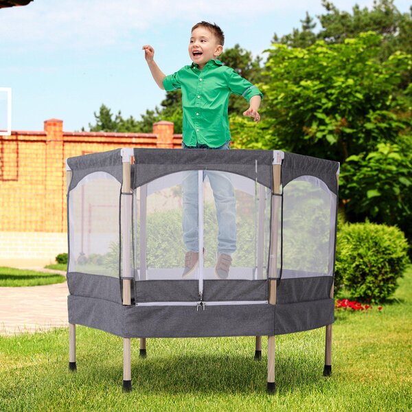 Trampolino Tappeto Elastico per Bambini 126x109x98 cm Grigio