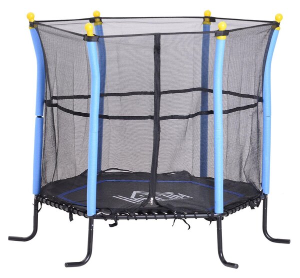 Trampolino Tappeto Elastico per Bambini Ø155x122.5 cm con Rete di Sicurezza Nero e Blu