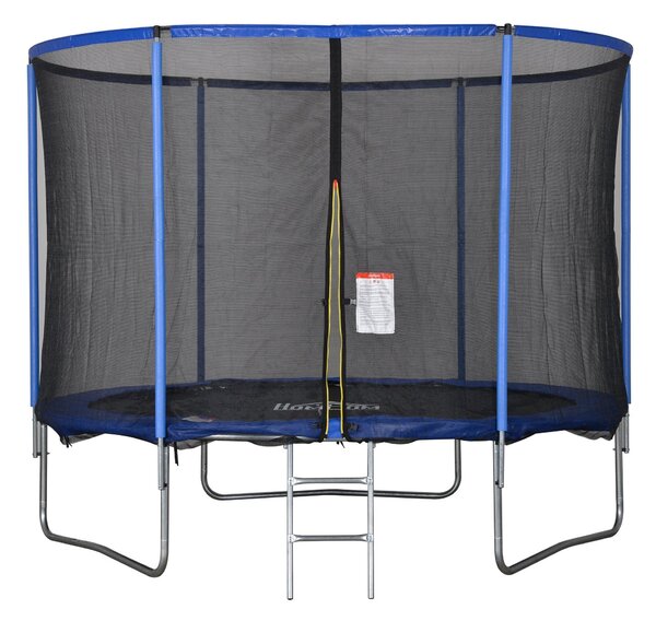 Trampolino Tappeto Elastico Ø305x248 cm con Rete e Bordo Imbottito Blu e Nero