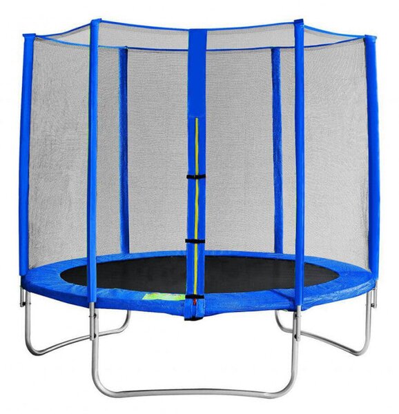 Trampolino Elastico con Rete Ø244x65/245 h cm in Plastica Blu