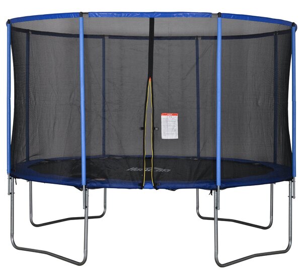 Trampolino Tappeto Elastico Ø366x269 cm con Rete e Bordo Imbottito Blu e Nero
