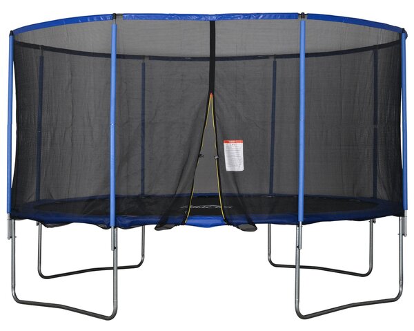 Trampolino Tappeto Elastico Ø426x269 cm con Rete e Bordo Imbottito Blu e Nero