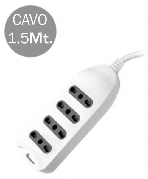 V-TAC Multipresa ciabatta 4 posti prese/bipasso 10/16A standard italiano con attacco a parete - sku 8707