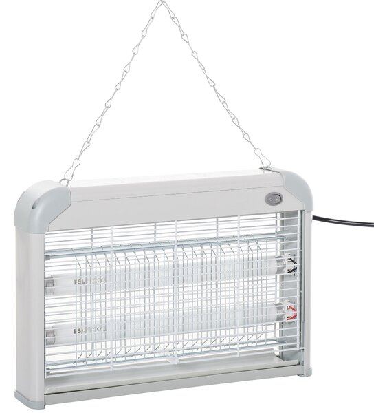 Zanzariera Elettrica 2 Lampade LED 20W Bianco e Grigio