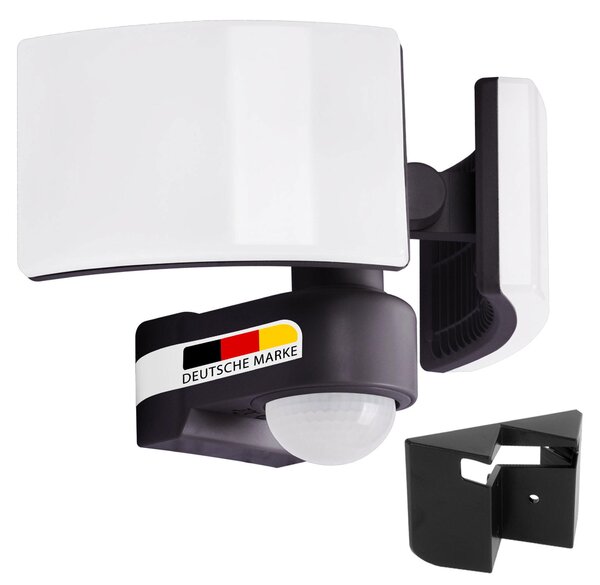 Lampada da esterno a LED con sensore di movimento, proiettore orientabile, colore nero | 40 W, bianco neutro 4000 K, IP65, 3200 lm | Montaggio ad angolo possibile | SUN3200