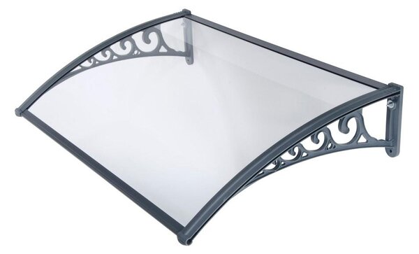Pensilina Tettoia Modulabile Compatta in Policarbonato Grigio/Trasparente 100X80cm Bertozzi Naxos