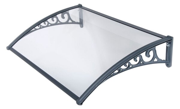 Pensilina Tettoia Modulabile Compatta in Policarbonato Grigio/Trasparente 120X80cm Bertozzi Naxos