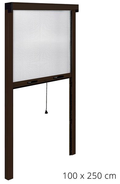 Zanzariera Avvolgibile Marrone per Porta e Finestra a Molla 100X250Cm