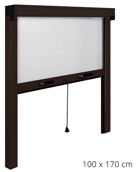 Zanzariera Avvolgibile Marrone per Porta e Finestra a Molla 120X250Cm