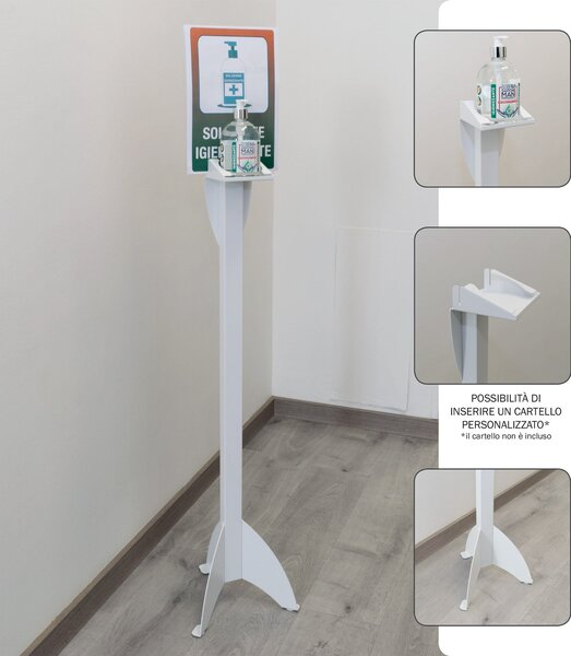 Piantana per Dispenser Igienizzante per Mani in Ferro Lisa Luxury Bianca