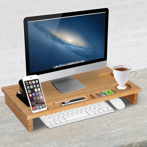 Supporto per Monitor PC in Bambù Naturale 60x30x8.5 cm
