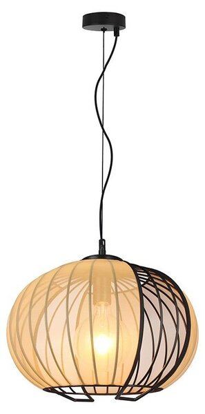 V-TAC Lampadario a Sospensione E27 60W Diffusore Tessile Ø400mm Nero Beige 24117