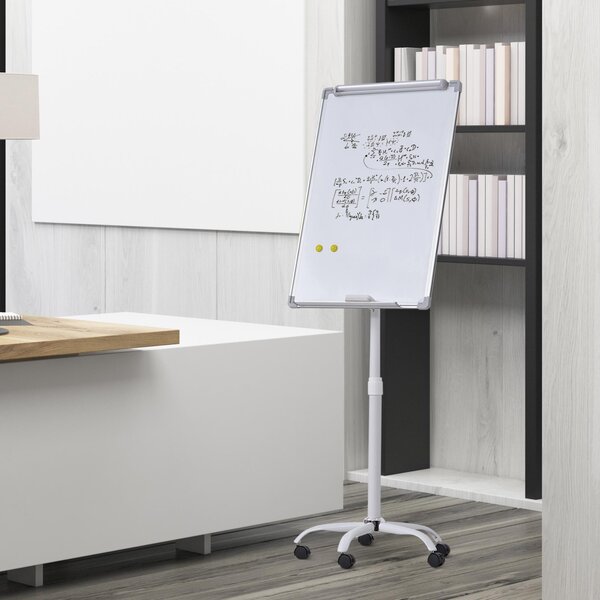 Lavagna Magnetica 62x60x194 cm con Ruote e Accessori Bianca