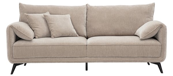 Divano design 3 posti in tessuto effetto velluto taupe e metallo nero TANTOR