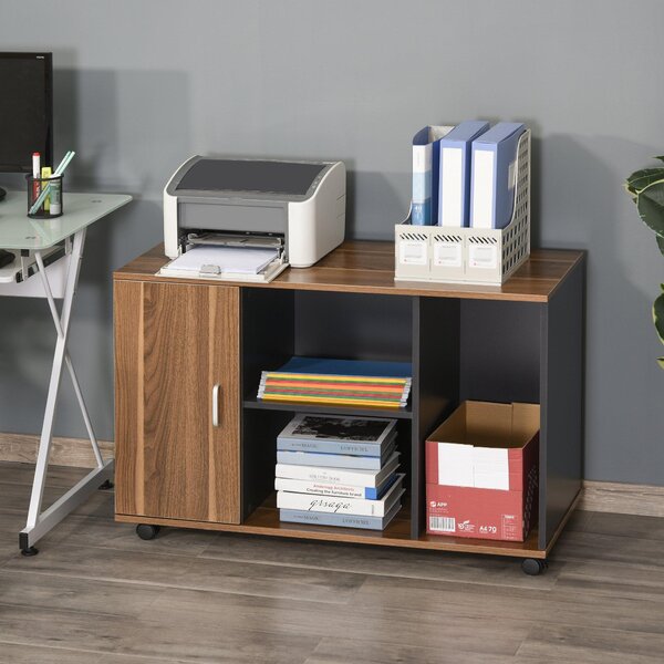 Mobiletto Portadocumenti 100x40x66 cm con Ruote Noce e Grigio