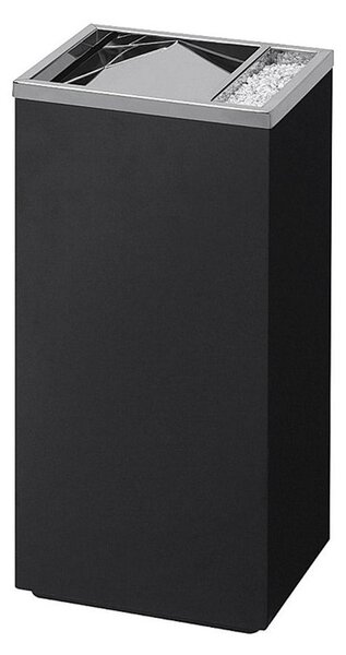 Cestino Gettacarte Posacenere 30,6x60x24,5 cm in Metallo Nero Opaco 17L per Interno Esterno