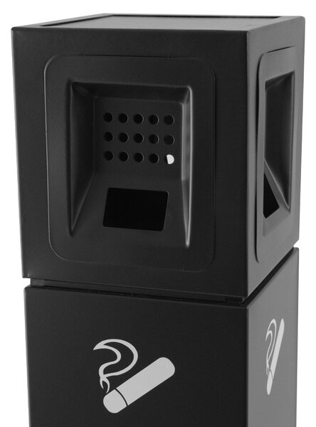 Posacenere a Colonna 30,5x106,3x24,7 cm in Metallo Nero Opaco 3L per Interno Esterno