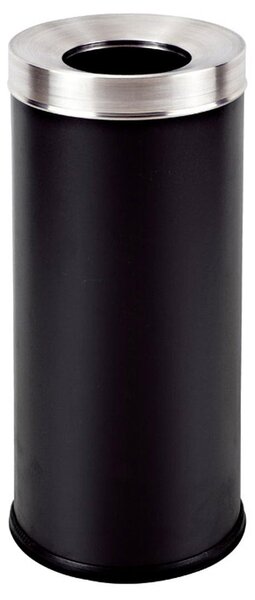 Cestino Gettacarte Ø25,8 cm in Metallo Nero Opaco 12L con Coperchio Conico