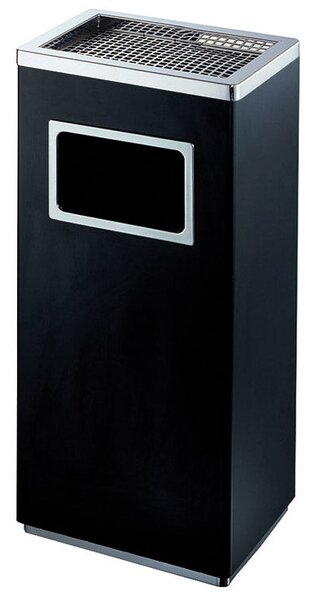 Cestino Gettacarte Posacenere 32x60,4x24,1 cm in Metallo Nero Opaco 16L per Interno Esterno