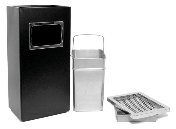 Cestino Gettacarte Posacenere 32x60,4x24,1 cm in Metallo Nero Opaco 16L per Interno Esterno