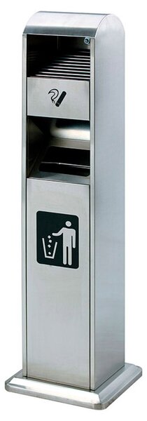 Posacenere a Colonna con Cestino 34,5x119,5x31 cm in Acciaio 14L per Interno Esterno