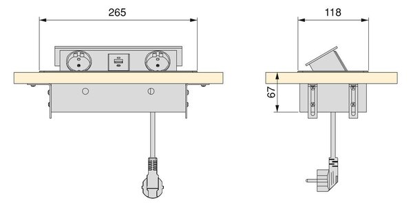 Multipresa Atom 26 Lite per Scrivania Verniciato Alluminio Zama e Acciaio e Tecnoplastica Emuca