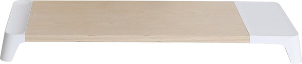 Supporto Monitor da Scrivania 56x20x5,7 cm con Base di Ricarica Wireless in MDF e Plastica Bianco