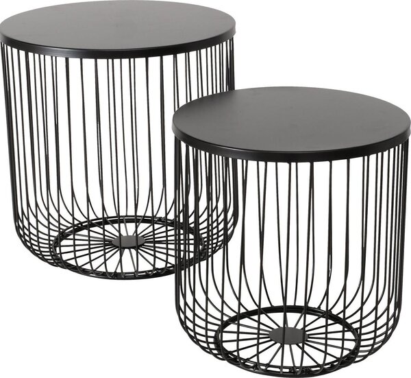 Set di due tavolini, 41-47 cm, CINDY, colore nero