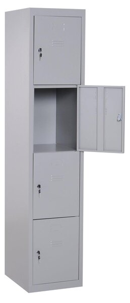 Armadietto Portadocumenti 4 Ripiani con Chiusura di Sicurezza in Acciaio Grigio 38x46x180 cm