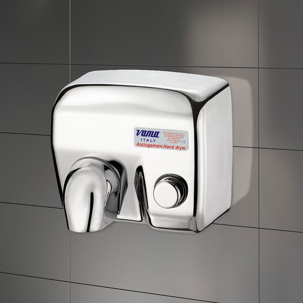 Asciugamani Elettrico Antivandalo con Pulsante 2400W Vama Ariel LP Acciaio Inox Lucido
