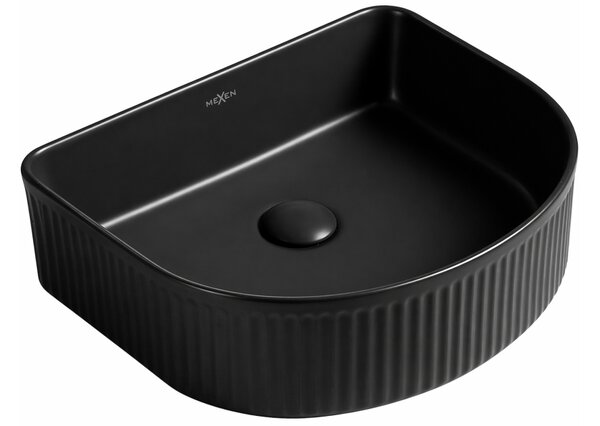 Mexen Grovo lavabo da appoggio scanalato 40 x 35 cm, nero opaco - 22304085
