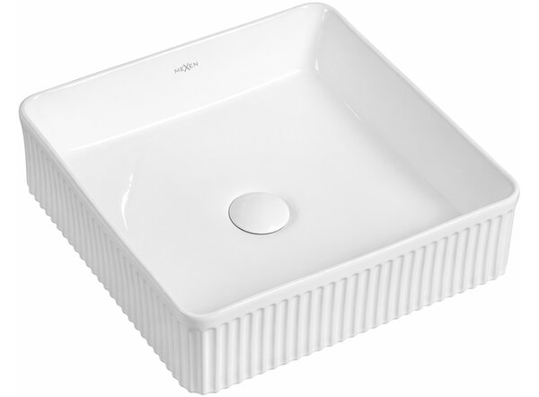 Mexen Grovo lavabo da appoggio scanalato 37 x 37 cm, bianco - 22303700