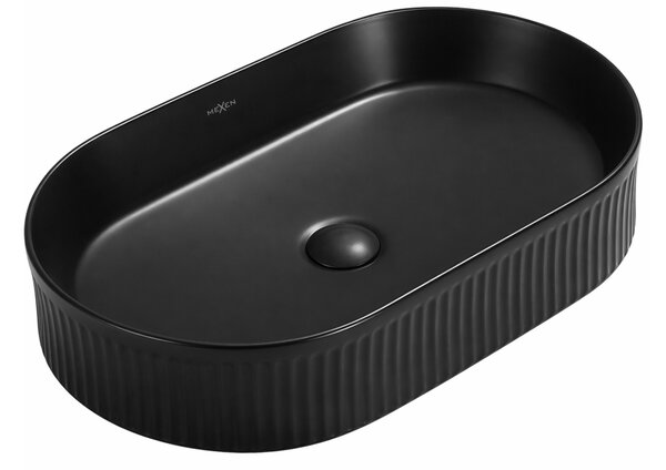 Mexen Grovo lavabo da appoggio scanalato 49 x 31 cm, nero opaco - 22304985